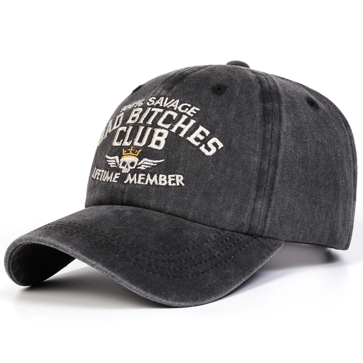 Unisex Letter Embroidery Washed Baseball Cap Spring Autumn