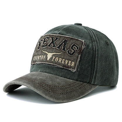Hot Sale Unisex Washed Cotton Vintage Baseball Cap Texas Letter Embroidery