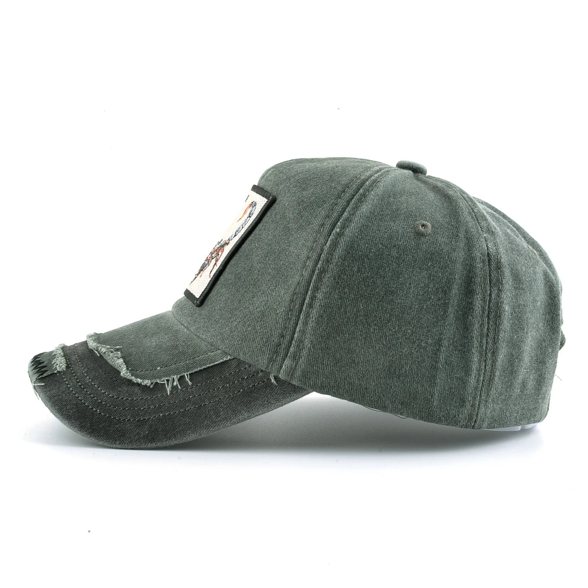 Vintage Denim Baseball Cap With Embroidery Animals
