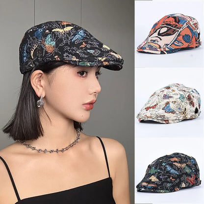 Peaky Blinders 2026 Korea Beret Women Vintage Butterfly Embroidery Berets