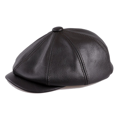 Men's Newsboy Flat Cap 100% Genuine Cowhide Leather