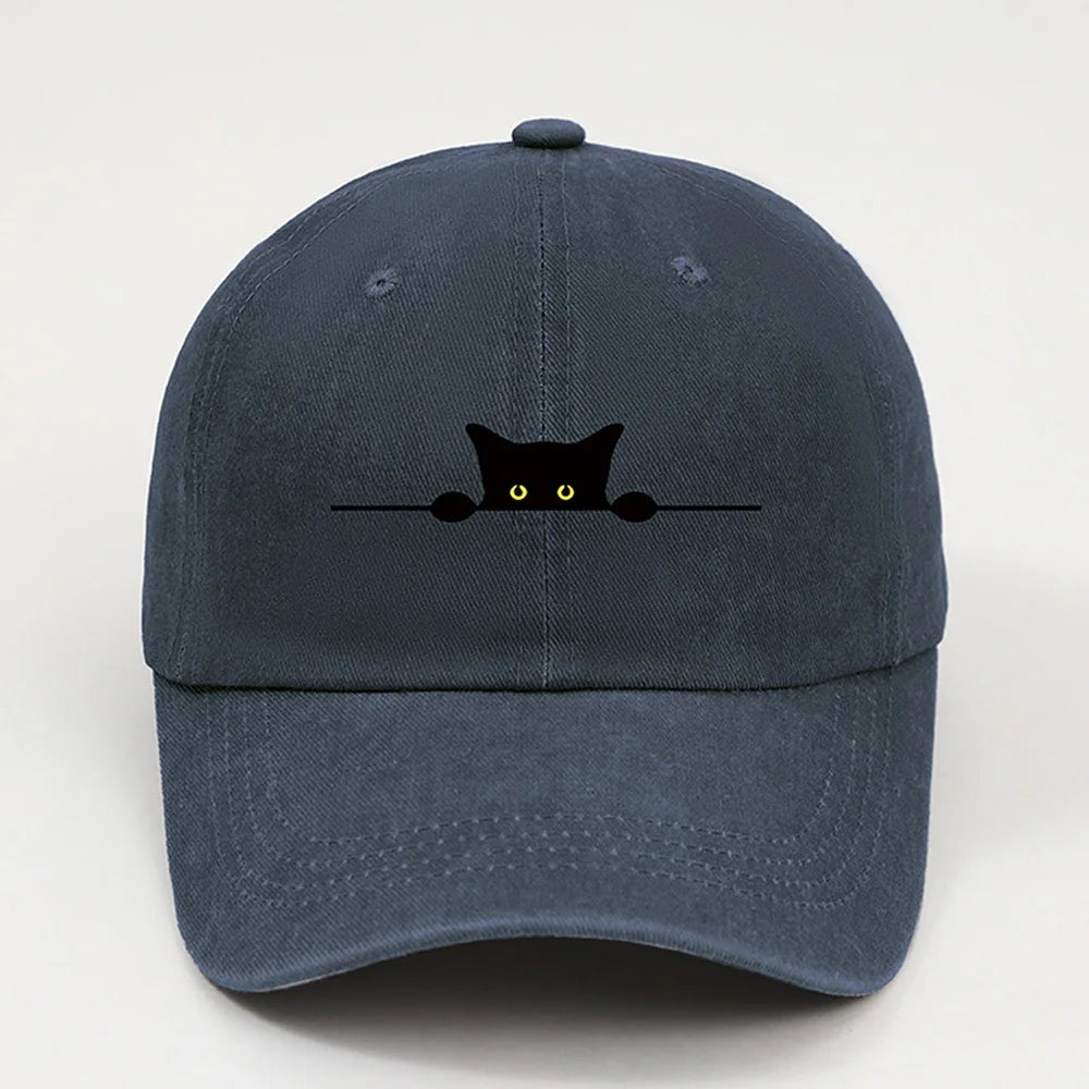 Cute Black Cat Printed Baseball Cap for Men and Women