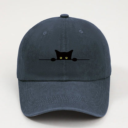 Cute Black Cat Printed Baseball Cap for Men and Women