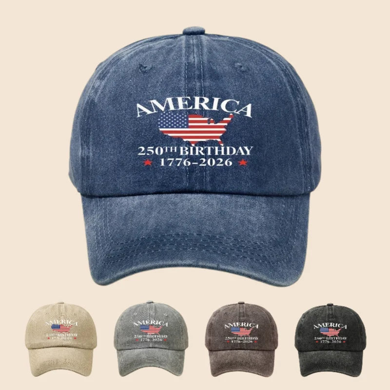 1pc Women'S Baseball Cap with 250 Birthday Anniversary Series of The United States,Versatile Retro Soft-Top Dad Hat for Outdoor