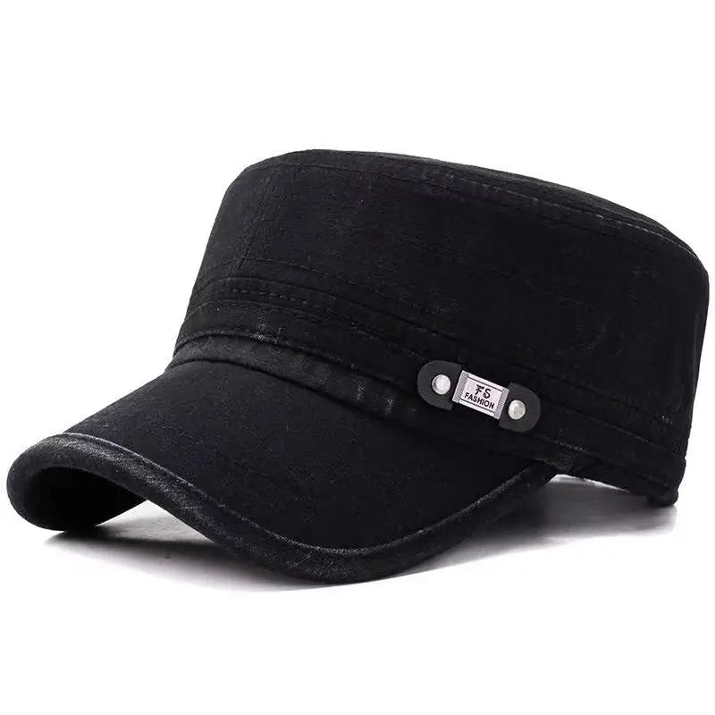 Washed Cotton Flat Top Military Cap Outdoor Fisherman Caps Women Men