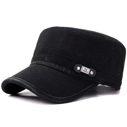 Washed Cotton Flat Top Military Cap Outdoor Fisherman Caps Women Men
