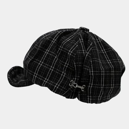 New Korean Plaid Soft Beret Hat Women's Cotton Newsboy Octagonal Hat