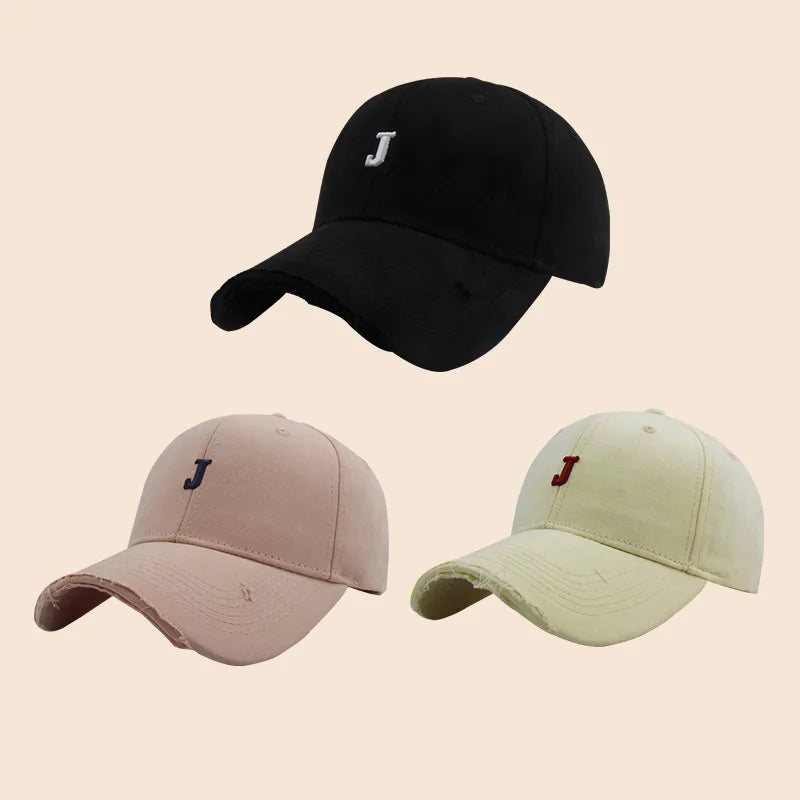 Retro Washed Baseball Cap With Letter Embroidery Sun Protection Casual Hat