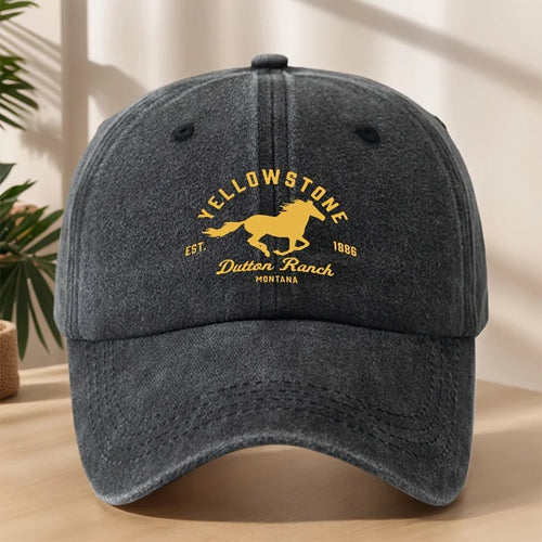 Yellowstone Horse Print Baseball Cap, Classic Retro Duckbill Cap