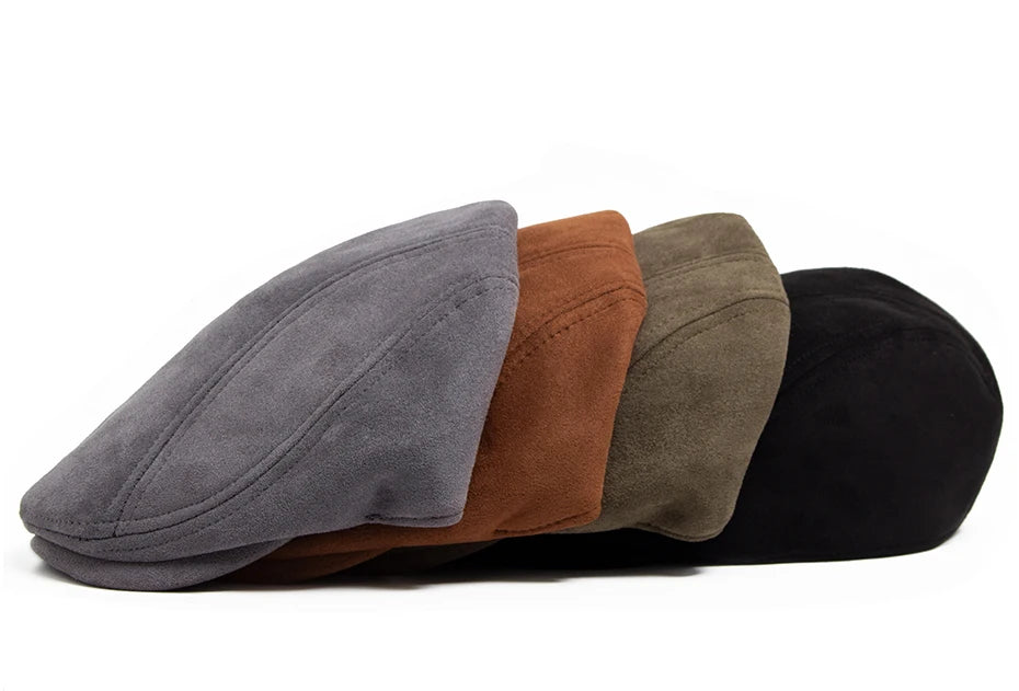 New Suede Autumn Winter Beret Fashion Vintage Men Women Newsboy Hat