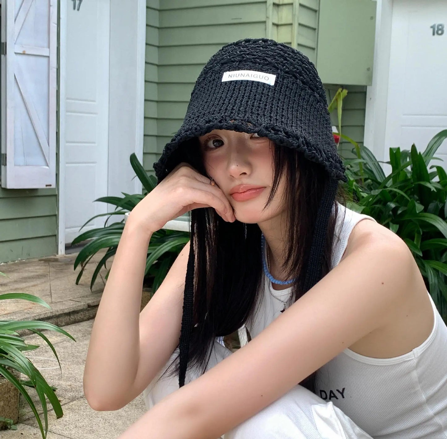 Women's Sun Hats Fashion Blue Cap Woven Fisherman's Hat
