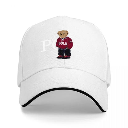 Bear Logo Black Baseball Cap With White Trim Classic Design For Men And Women