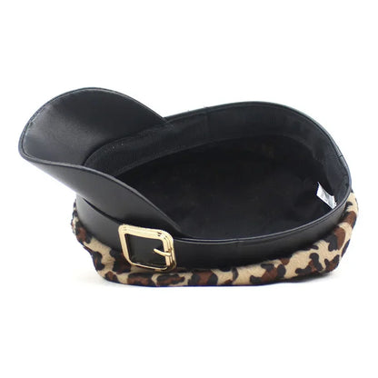 Four Seasons Cotton Leopard Print Military Hat Octagonal Cap