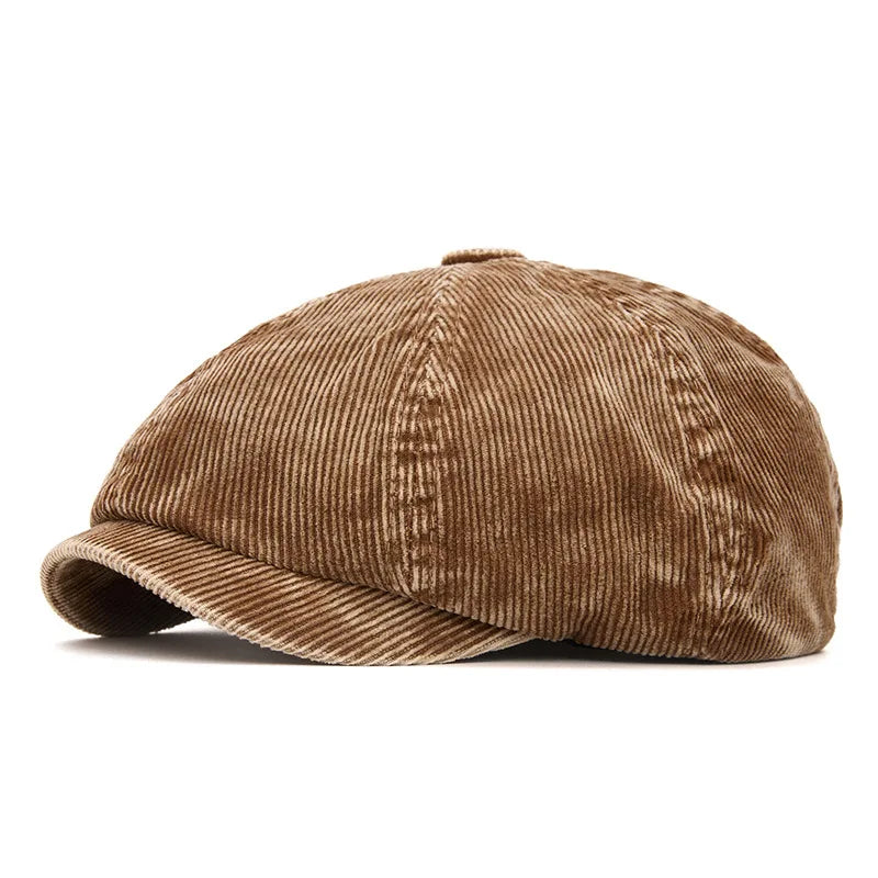 Japanese Simple Sticker Retro Corduroy Berets Cap For Women Spring And Autumn