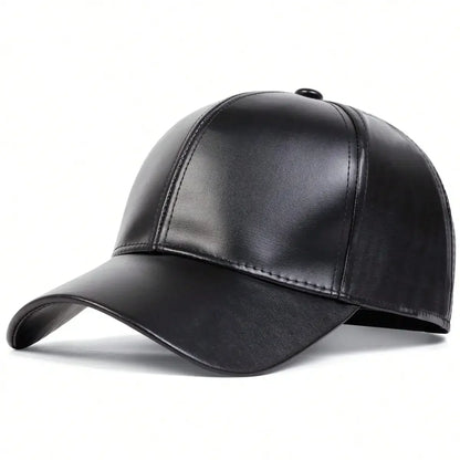 Unisex Light Panel Solid Color PU leather Baseball Caps Spring Autumn