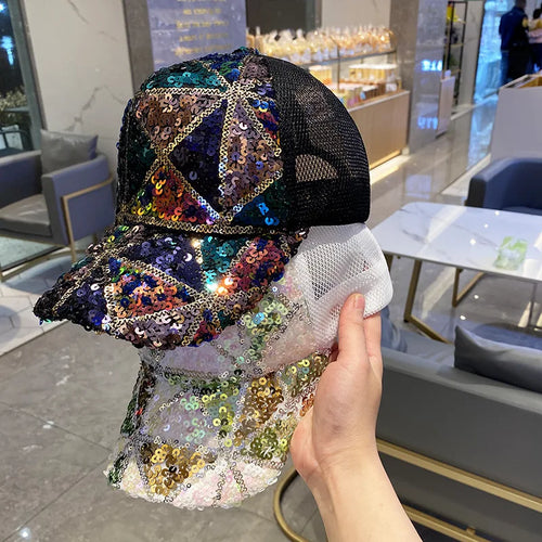 Colorful Sequin Breathable Mesh Baseball Cap