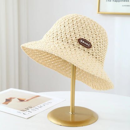 Woven Straw Rope Bucket Outdoor Cap Sunshade Ins Fashion Good Bucket Hats