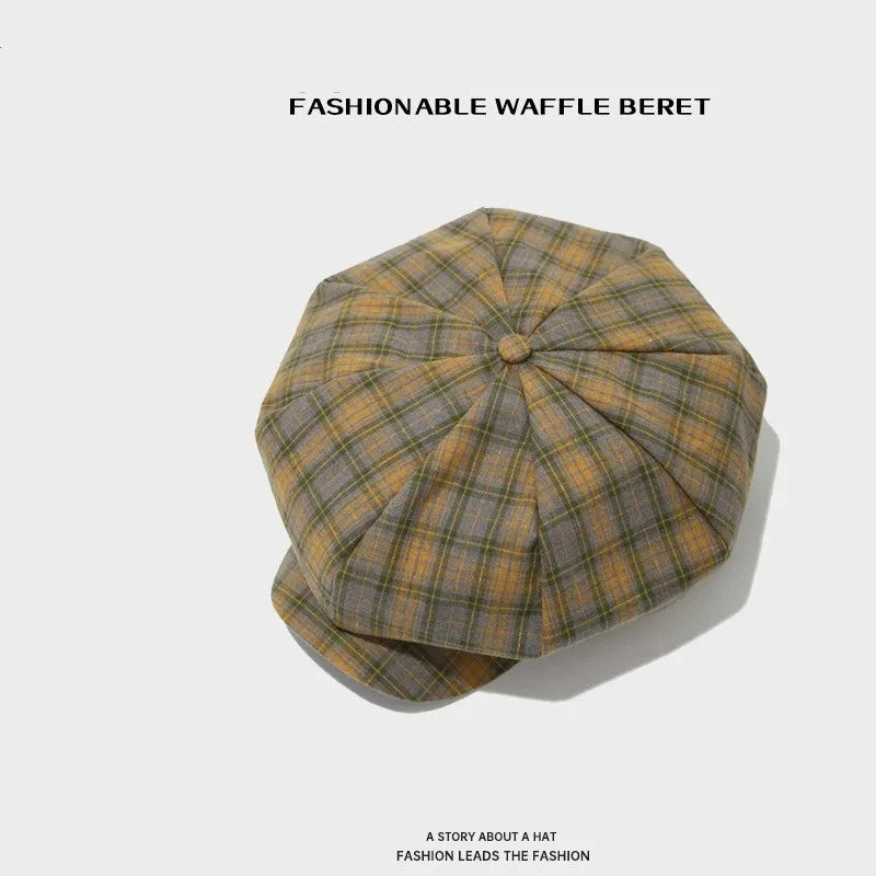 Short-Brimmed Octagonal Hat Newsboy Cap British Beret Hats