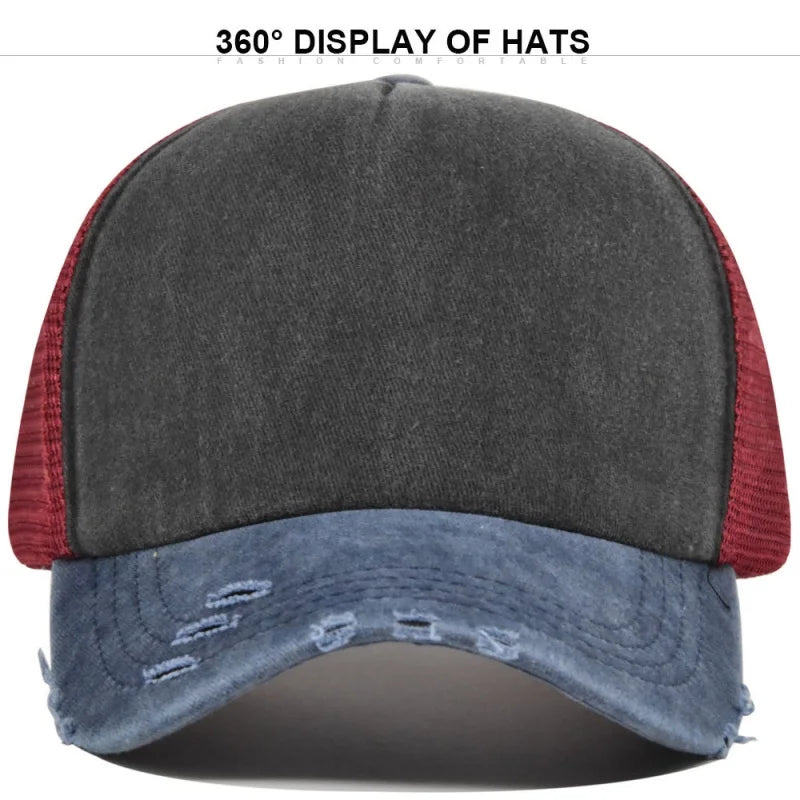 Unisex Color Block Broken Style Baseball Hats