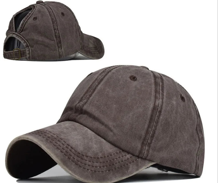 Retro Washed Backless Baseball Cap For Women