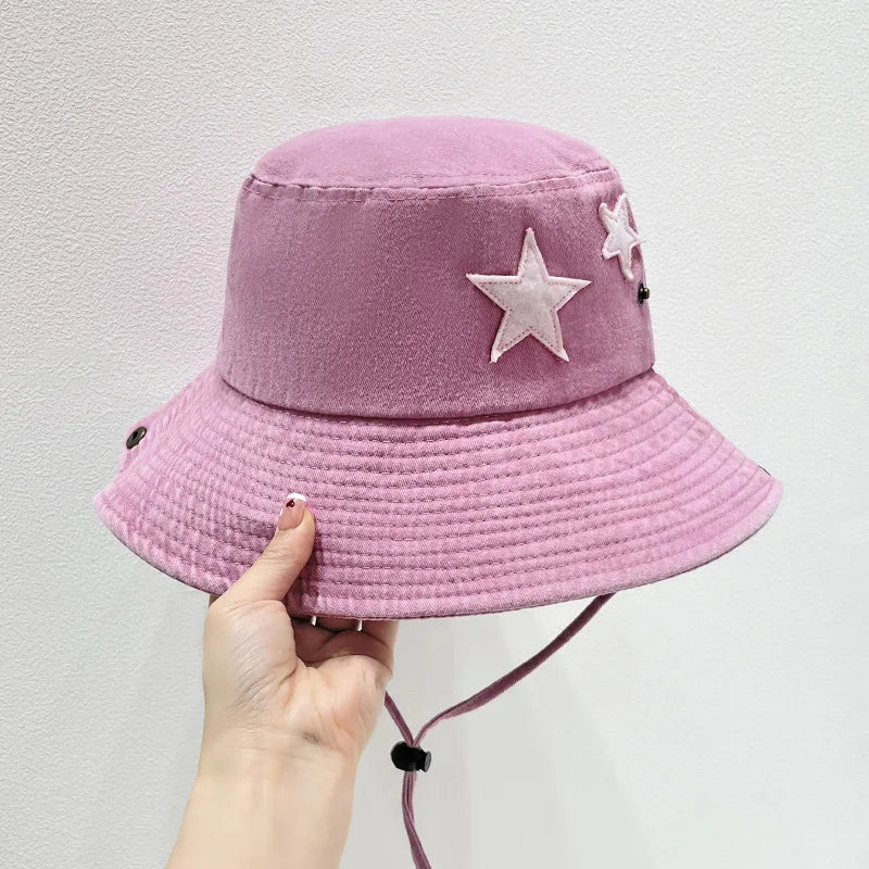 Unisex Washed Cotton Western Bucket Hats Men Women