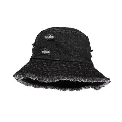 Retro Washed Denim Fishing Cap Women's Large Brim Sunshade Hat