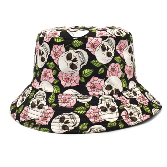 Unisex Skull Graffiti Bucket Hat Outdoor Sports Fisherman Cap for Men Women