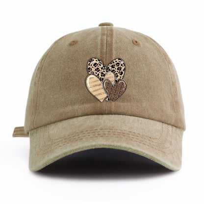 Leopard Heart Print Washed Baseball Cap