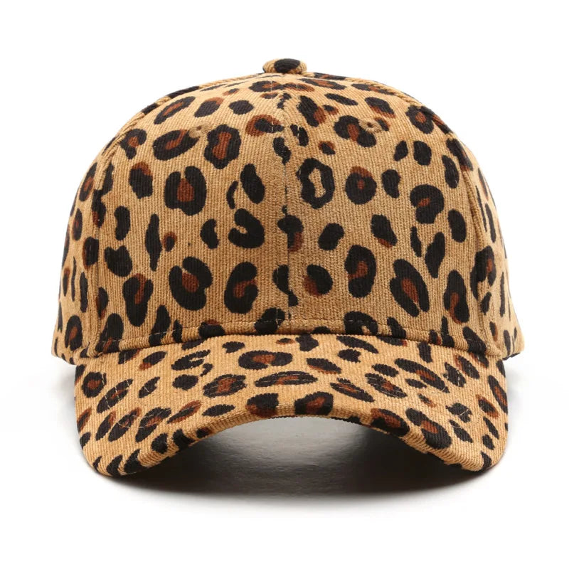 Unisex Leopard Baseball Cap For Women Men's Retro Corduroy Winter Hat