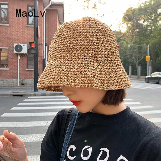 Beach Korean Straw Hat Summer Women Visor Bucket Hat