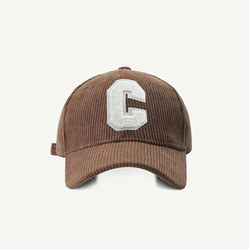 Corduroy Baseball Cap Ladirs Fashion C Letter