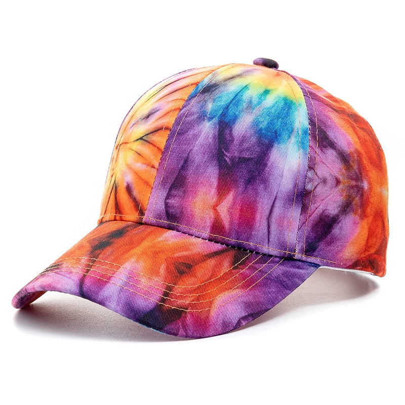 Outdoor Casual Tie Dye Caps For Women Rainbow Colorful Baseball Cap