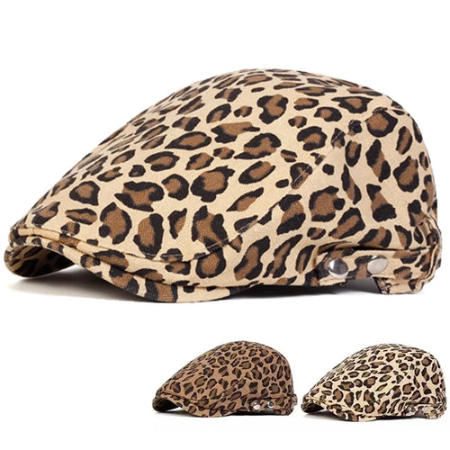 Unisex Leopard Print Newsboy Caps Men British Painters Hats