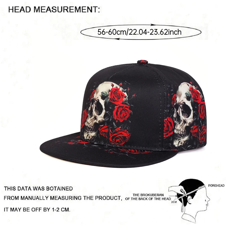 Skeleton Flat Edge Hat Street Dance HipHop Hat Cycling