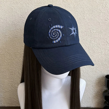 Niche Korean Floral Letter Embroidery Baseball Hats Men Women