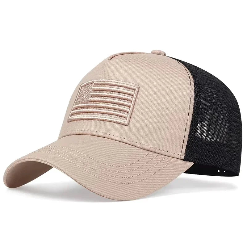 Unisex American Flag Embroidery Baseball Net Caps