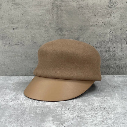 Gentle Beige Wool Equestrian Hat Female Autumn Winter