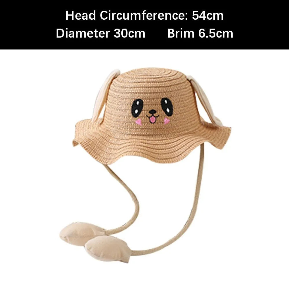 Wide Brim Rabbit Straw Hats Breathable Sunscreen Children's Hats