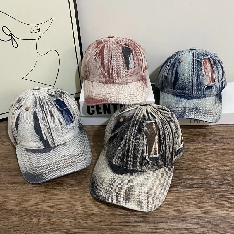 Men's Vintage Distressed Denim Baseball Cap