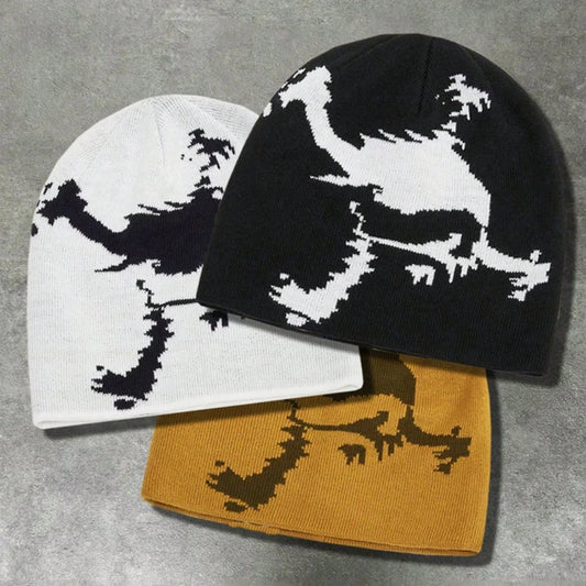 Autumn Winter Fashion Skull Pattern Jacquard Knitted Hat