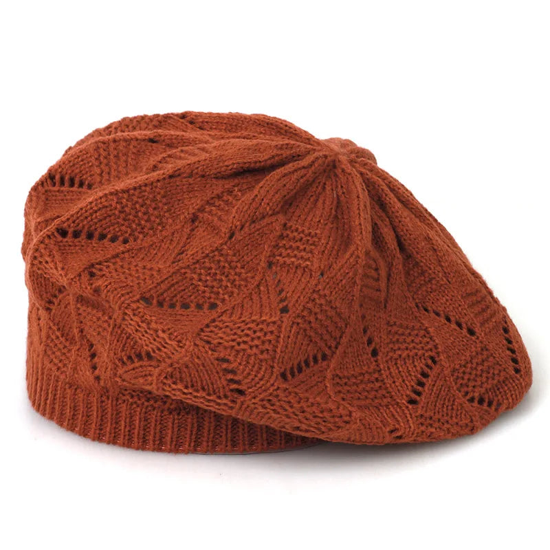 Women's Plain Color Knit Beret Hat Ladies French Artist Beret Hats