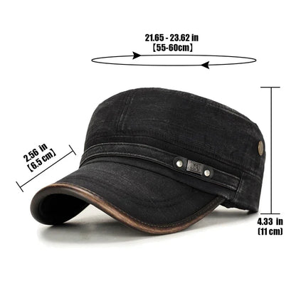 Leather Brim Washed Distressed Cotton Adjustable