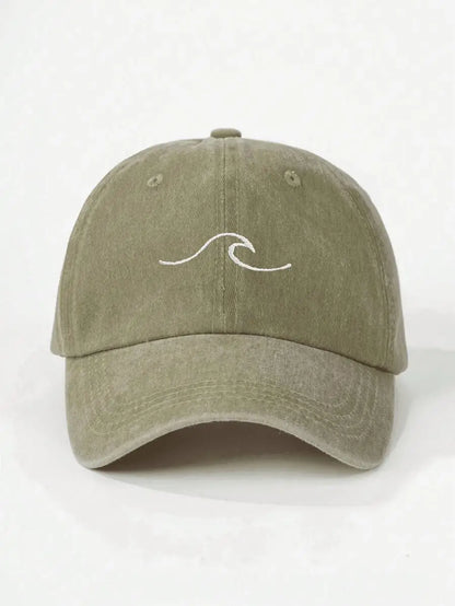 Embroidered Wave Washed Baseball Cap Adjustable