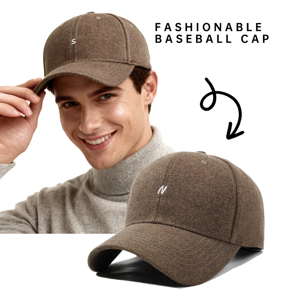 Hat with a Large Head Circumference That Makes the Face Look Smaller, Hard-Brimmed Baseball Cap for Women