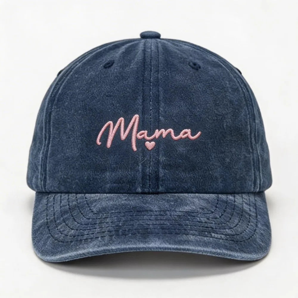 Fashion Washed Cotton Mama Heart Caps