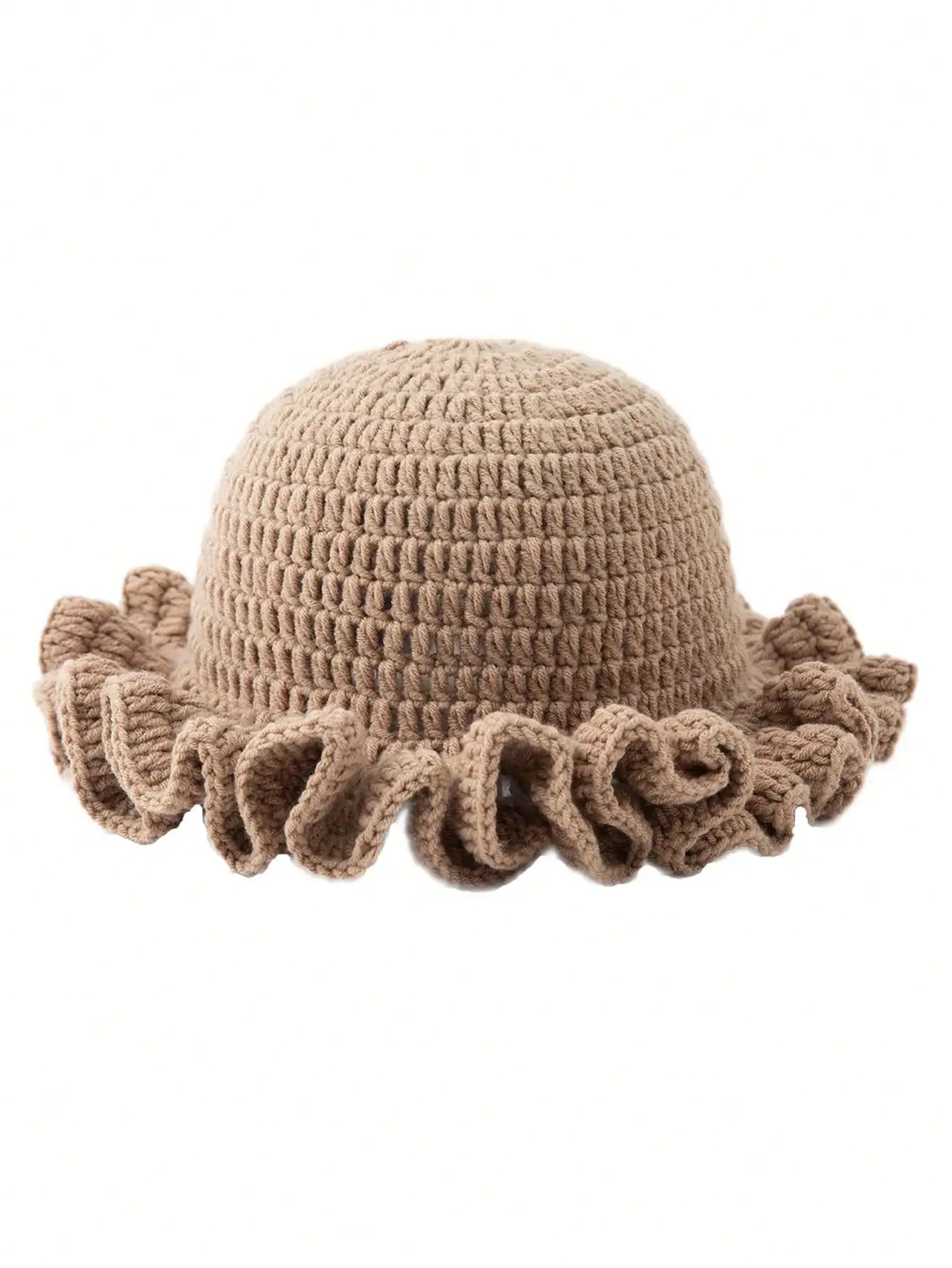 Solid Color Hand Knitted Knit Hat In Bohemian Style With Hollowed Out