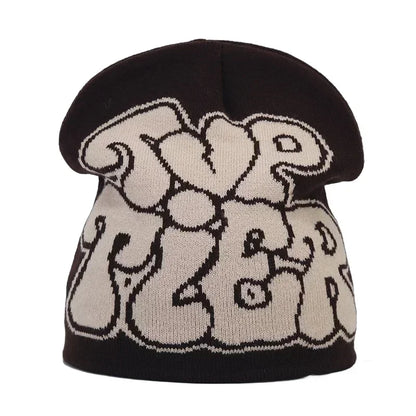 Y2K Letter Knitted Winter Autumn Beanie Cap Men Women