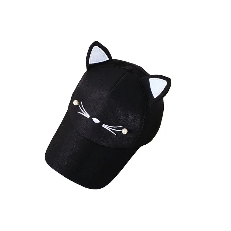 Cats Ears Fleece Hat Peak Cap Baseball Cartoon Cotton Outdoor Sport