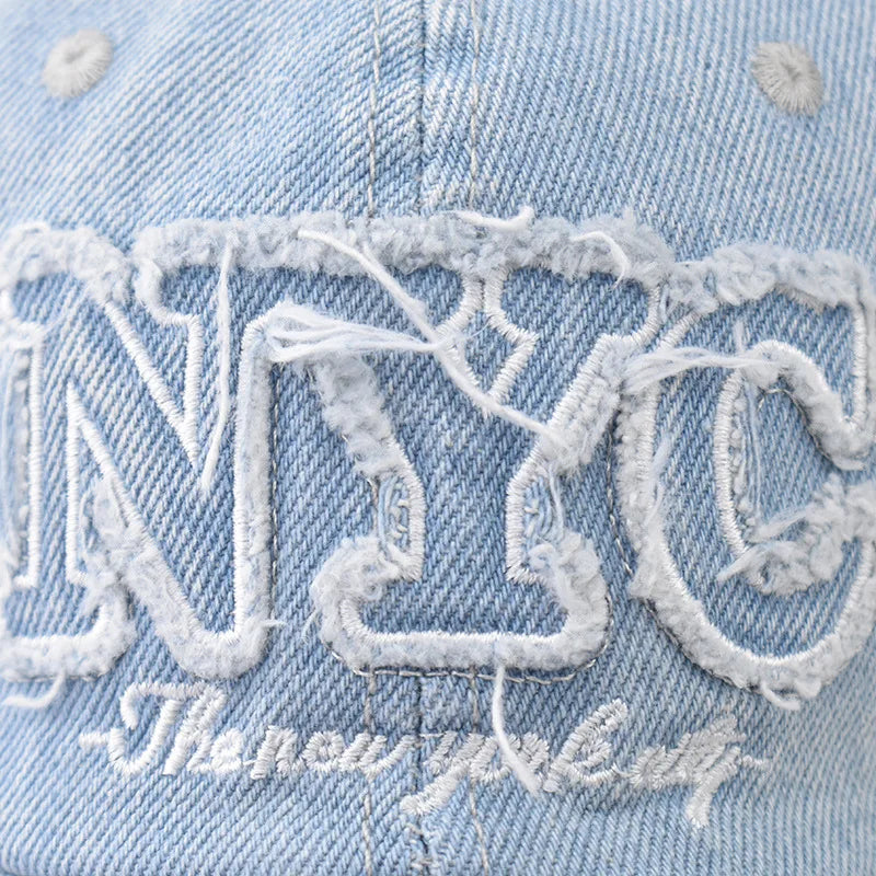 Denim Baseball Cap NYC Letters Embroidery Y2K Fashion Women Men Caps