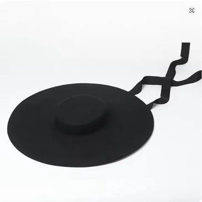 Classic Designer Ladies Black 100% Wool Beret Hat Fancy Felt Hat